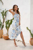 Smocked Printed Square Neck Midi Dress - Trendsi - Flyclothing LLC