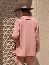 Lace Detail Collared Neck Long Sleeve Top and Shorts Set - Trendsi - Flyclothing LLC
