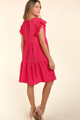 Haptics Full Size Smocking Ruffle Short Sleeve Dress with Pockets - Trendsi