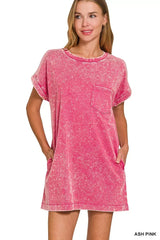 Zenana Premium Cotton Washed T-Shirt Dress - Trendsi - Flyclothing LLC
