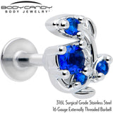 16G 1/4 Blue Gem Twining Vine Flatback Stud - BodyCandy - Flyclothing LLC