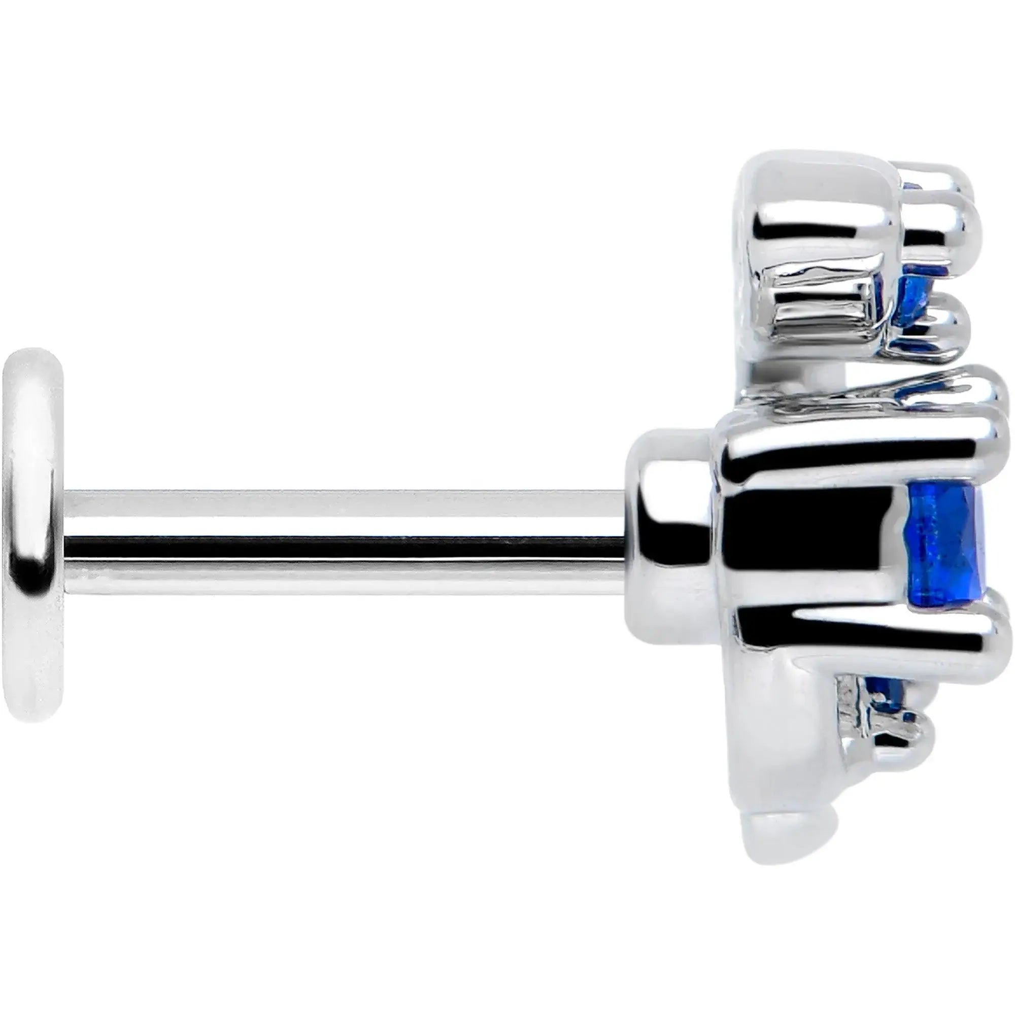 16G 1/4 Blue Gem Twining Vine Flatback Stud - BodyCandy - Flyclothing LLC