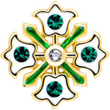 16G 1/4 Green Gem Gold Tone Flower Wreath Flatback Stud - BodyCandy - Flyclothing LLC