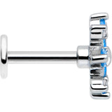 16G 1/4 Blue CZ Gem Classic Flower Flatback Stud - BodyCandy - Flyclothing LLC