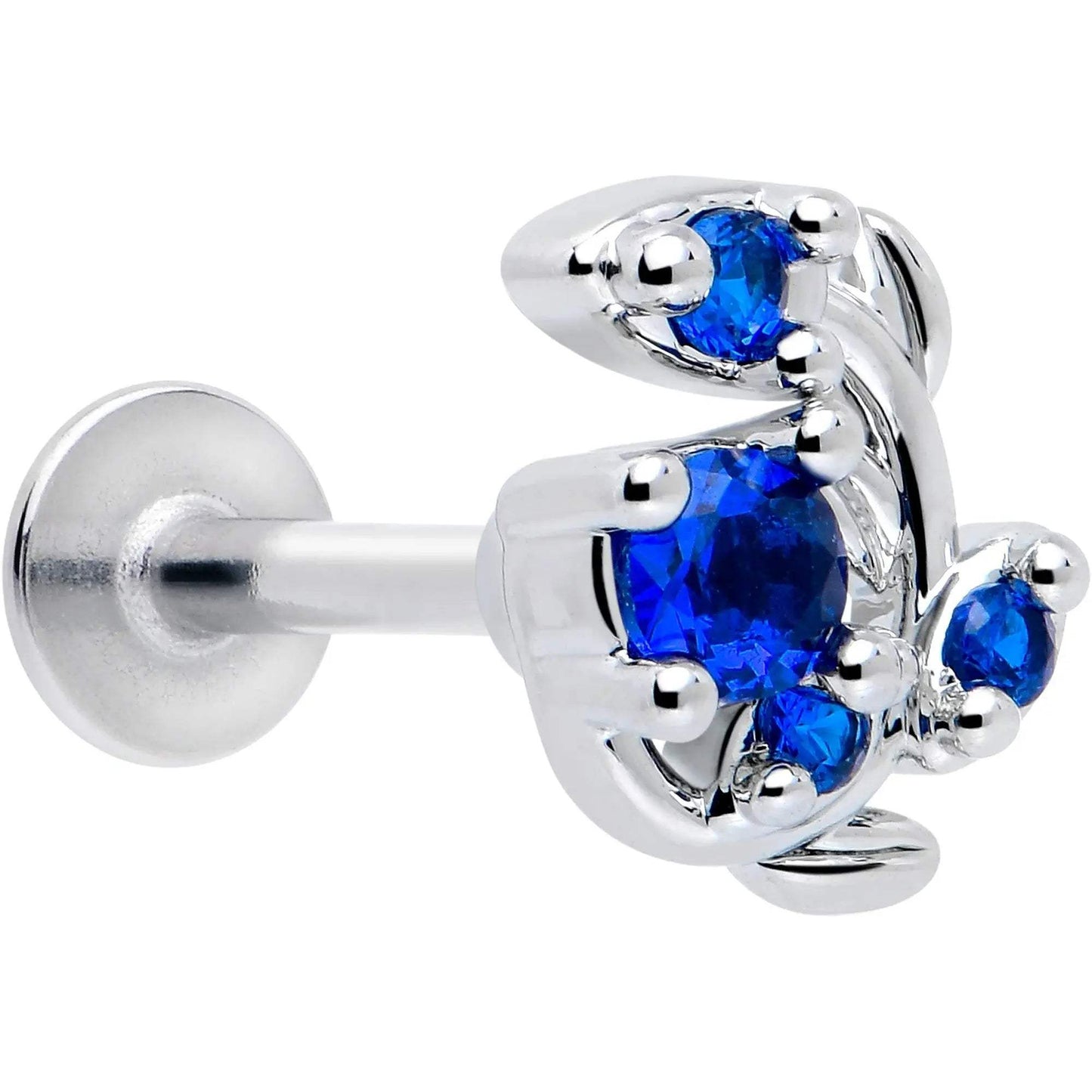16G 5/16 Blue Gem Twining Vine Flatback Stud - BodyCandy - Flyclothing LLC
