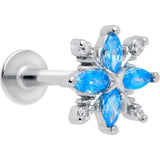 16G 5/16 Blue CZ Gem Classic Flower Flatback Stud - BodyCandy - Flyclothing LLC