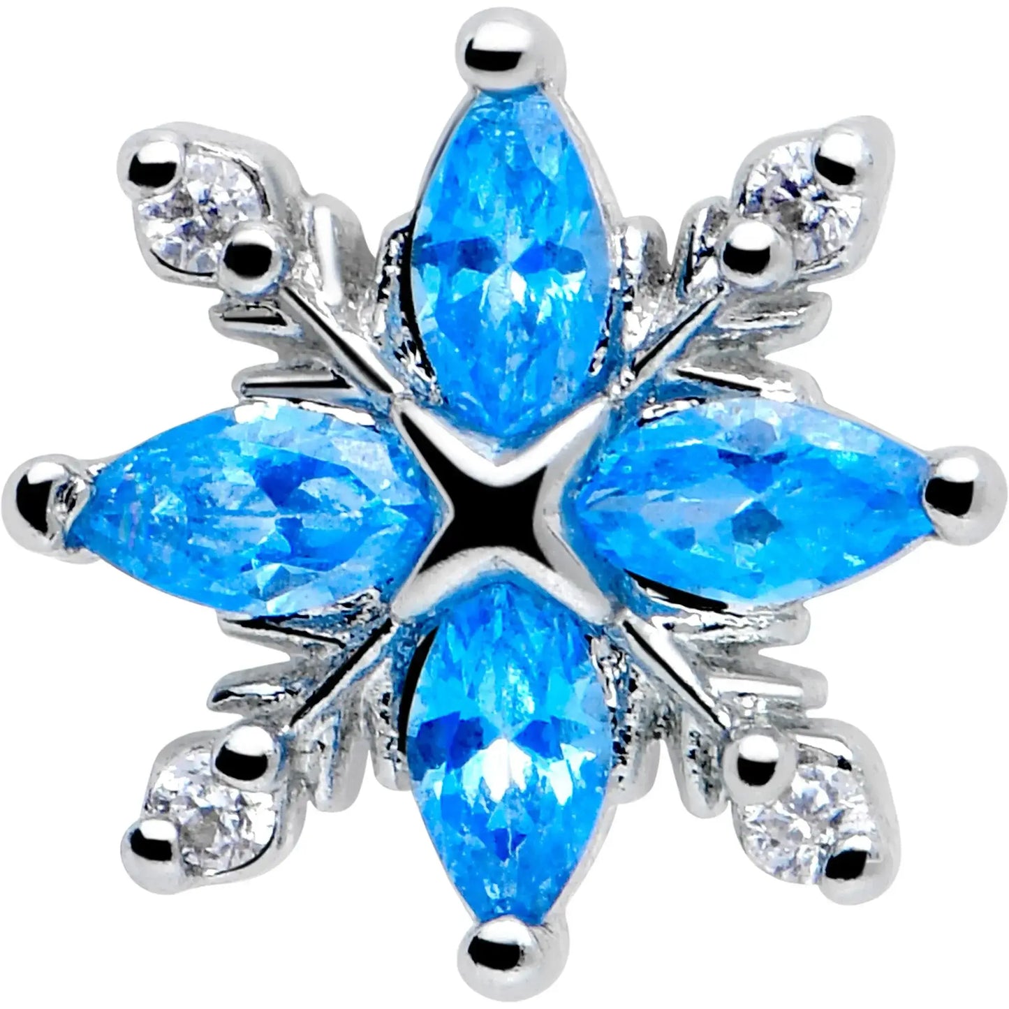 16G 5/16 Blue CZ Gem Classic Flower Flatback Stud - BodyCandy - Flyclothing LLC
