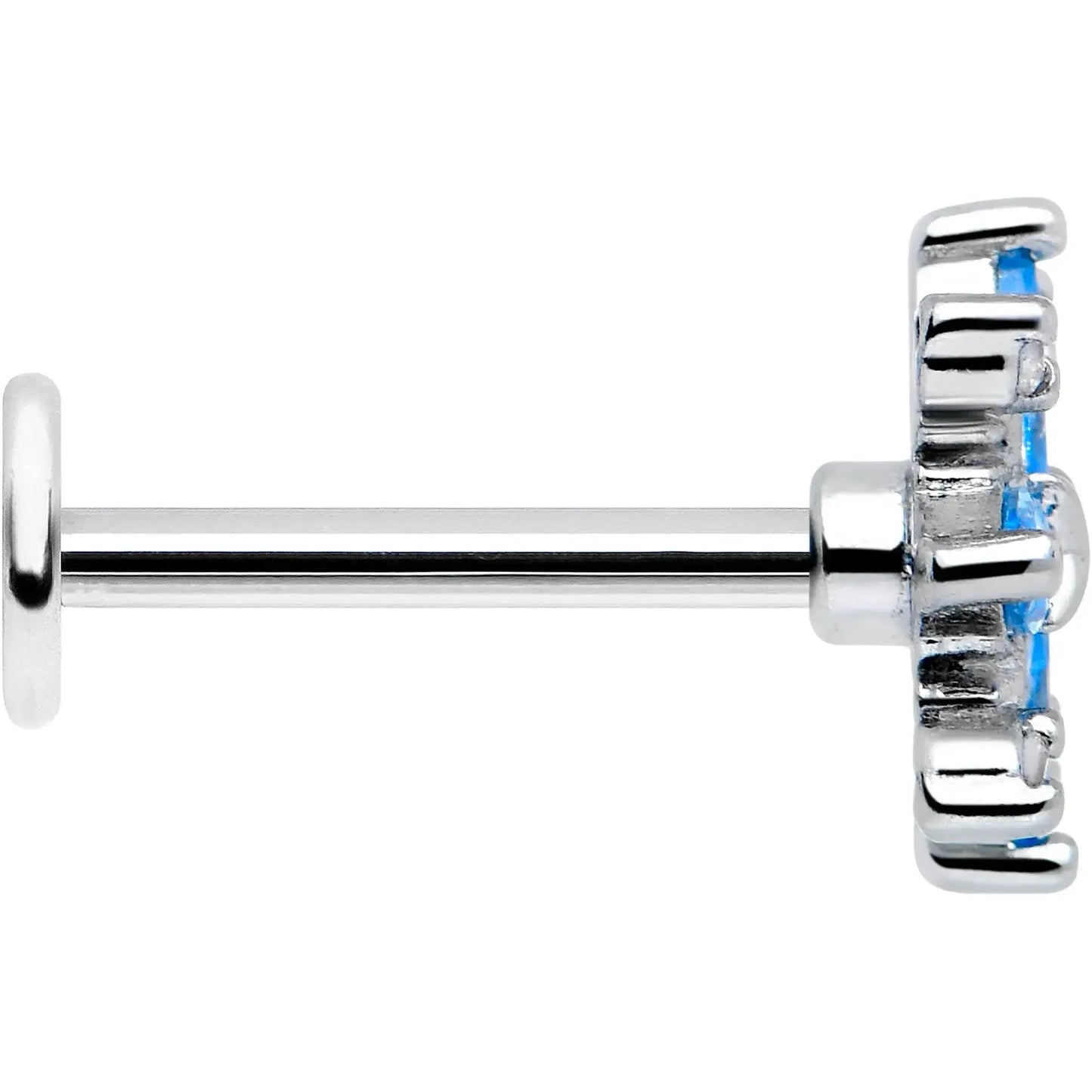 16G 5/16 Blue CZ Gem Classic Flower Flatback Stud - BodyCandy - Flyclothing LLC