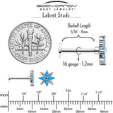 16G 5/16 Blue CZ Gem Classic Flower Flatback Stud - BodyCandy - Flyclothing LLC