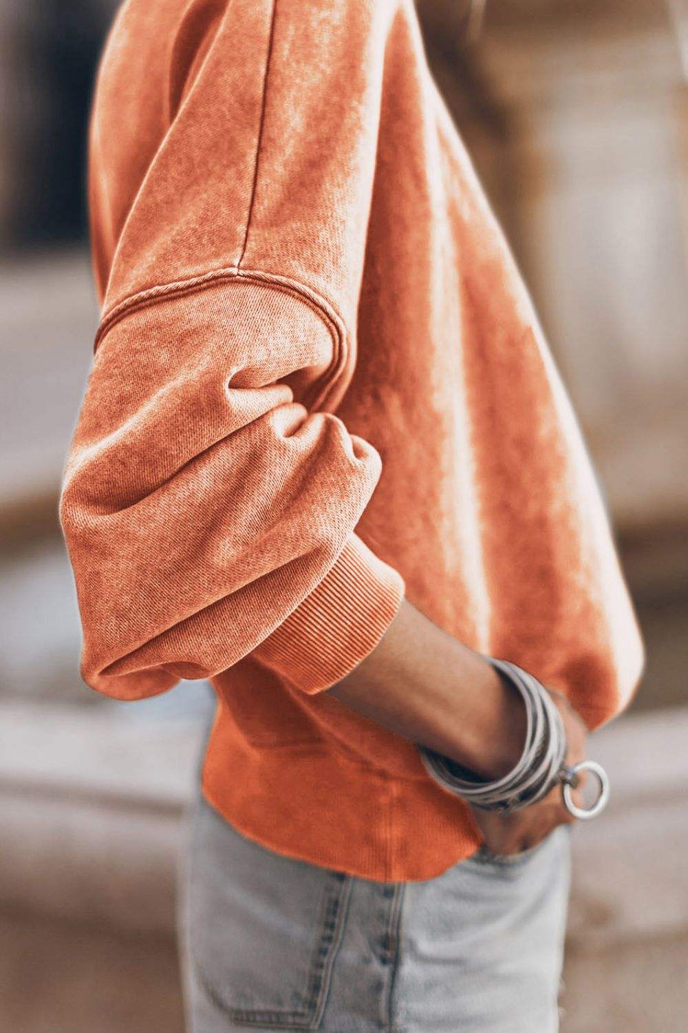 Mock Neck Dropped Shoulder Sweatshirt - Trendsi - Flyclothing LLC