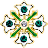 16G 5/16 Green CZ Gem Gold Tone Flower Wreath Flatback Stud - BodyCandy - Flyclothing LLC