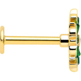 16G 5/16 Green CZ Gem Gold Tone Flower Wreath Flatback Stud - BodyCandy - Flyclothing LLC