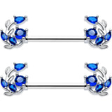 14G 9/16 Blue Gem Twining Vine Barbell Nipple Ring Set - BodyCandy - Flyclothing LLC