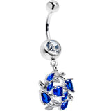 Clear Blue Gem Twining Vine Dangle Belly Ring - BodyCandy - Flyclothing LLC