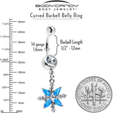 Clear Blue CZ Gem Classic Flower Dangle Belly Ring - BodyCandy - Flyclothing LLC