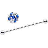 14G Blue Gem Twining Vine Industrial Barbell 38mm - BodyCandy - Flyclothing LLC