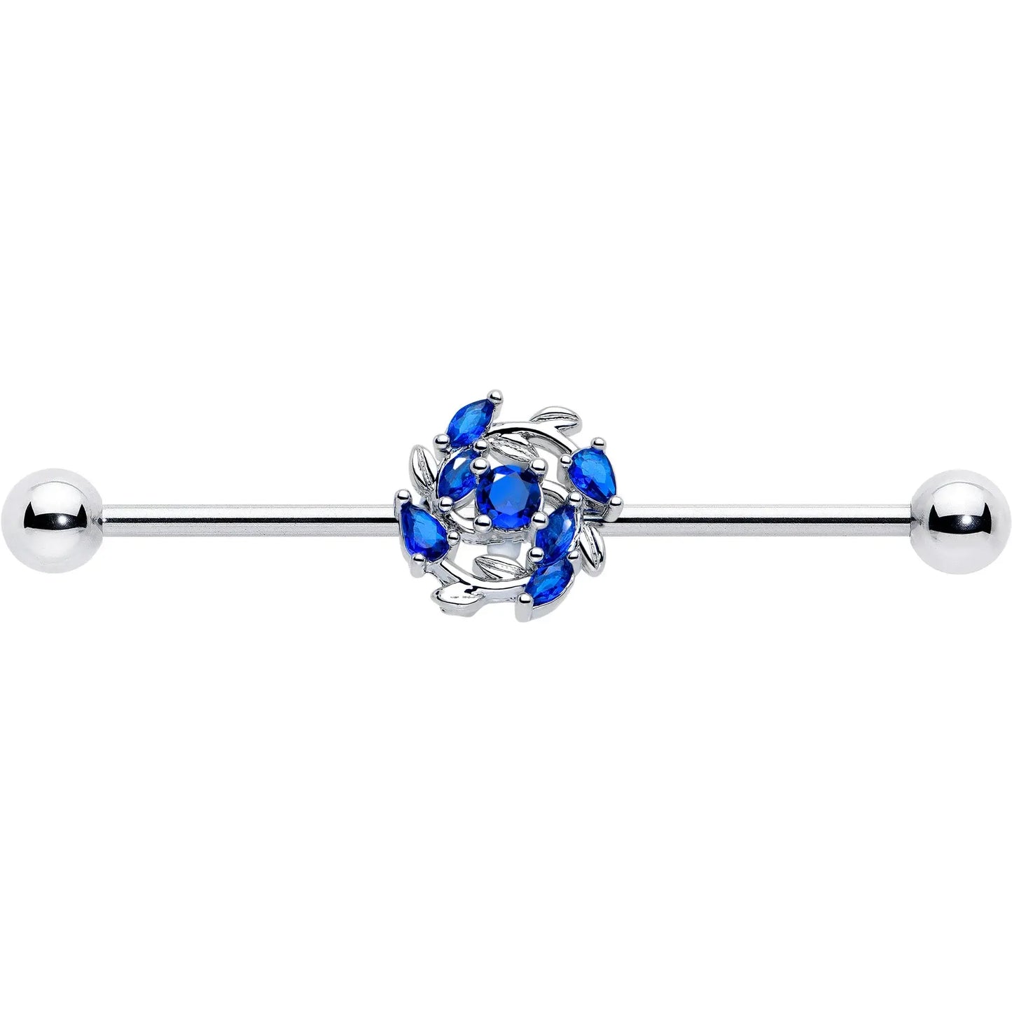 14G Blue Gem Twining Vine Industrial Barbell 38mm - BodyCandy - Flyclothing LLC