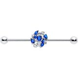 14G Blue Gem Twining Vine Industrial Barbell 38mm - BodyCandy - Flyclothing LLC