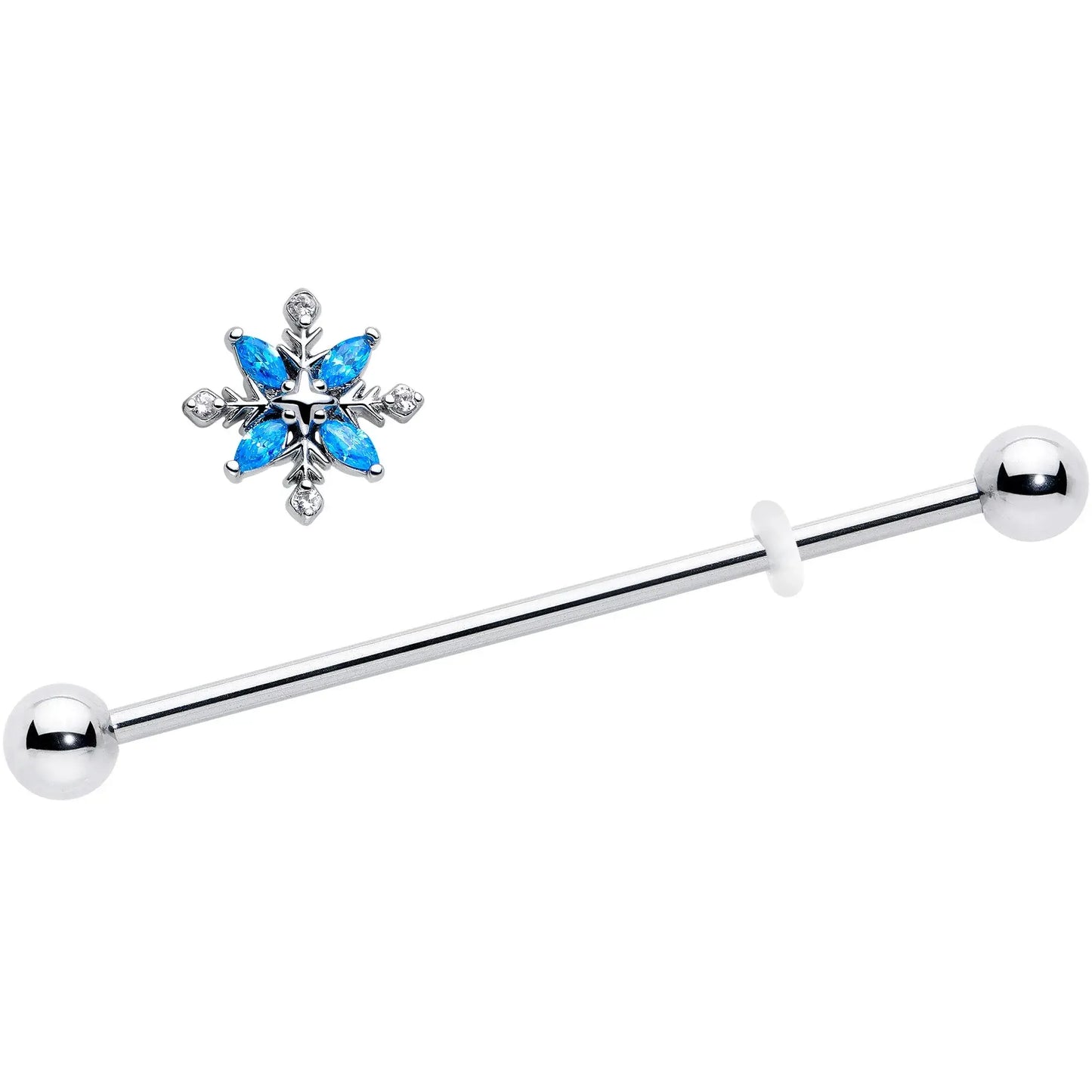 14G Blue CZ Gem Classic Flower Industrial Barbell 38mm - BodyCandy - Flyclothing LLC