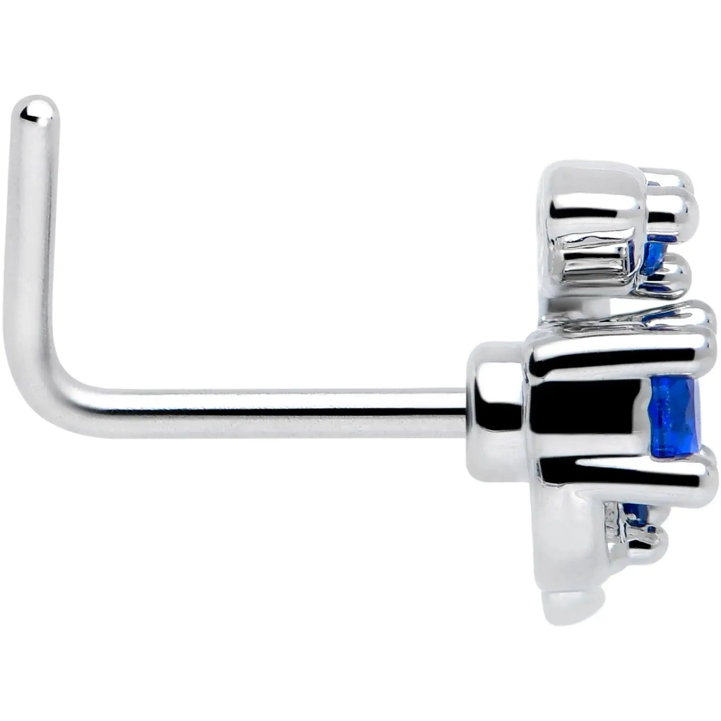 20G 7mm Blue Gem Twining Vine L Shape Nose Ring - BodyCandy - Flyclothing LLC