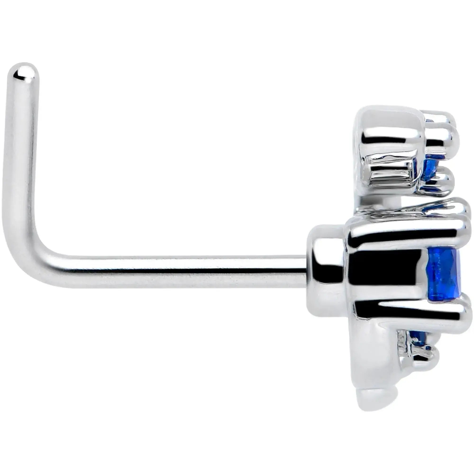 20G 7mm Blue Gem Twining Vine L Shape Nose Ring - BodyCandy - Flyclothing LLC