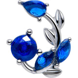 Blue Gem Twining Vine Barbell Tongue Ring - BodyCandy - Flyclothing LLC