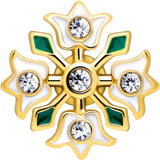 Clear Gem Gold Tone Flower Wreath Barbell Tongue Ring - BodyCandy - Flyclothing LLC