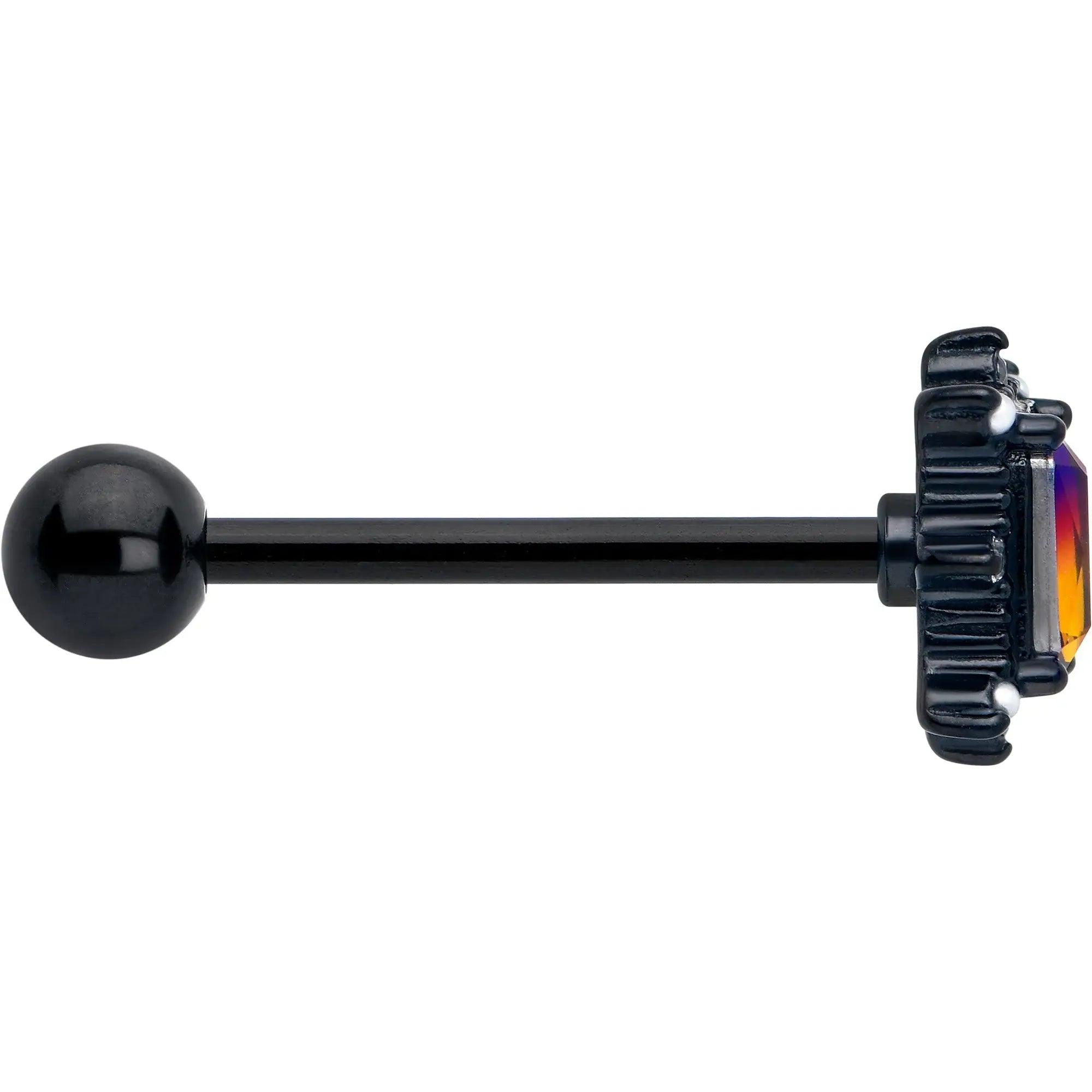 Red Tourmaline Black Star Fire Barbell Tongue Ring - BodyCandy - Flyclothing LLC