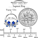 16G 3/8 Blue Gem Twining Vine Hinged Segment Ring - BodyCandy - Flyclothing LLC