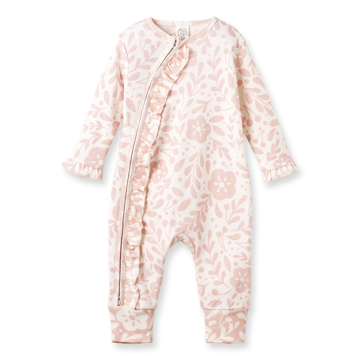 Floral Baby Girl Romper – Soft Cotton Zipper Pink One-Piece - Tesa Babe - Flyclothing LLC