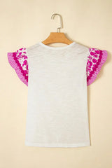 Ruffled Round Neck Cap Sleeve Blouse - Trendsi - Flyclothing LLC