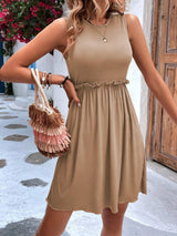 Frill Round Neck Sleeveless Mini Dress - Trendsi - Flyclothing LLC