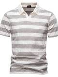 Men's Contrast Striped Short Sleeve Polo - Trendsi