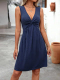 Twisted Front V-Neck Sleeveless Dress - Trendsi - Flyclothing LLC