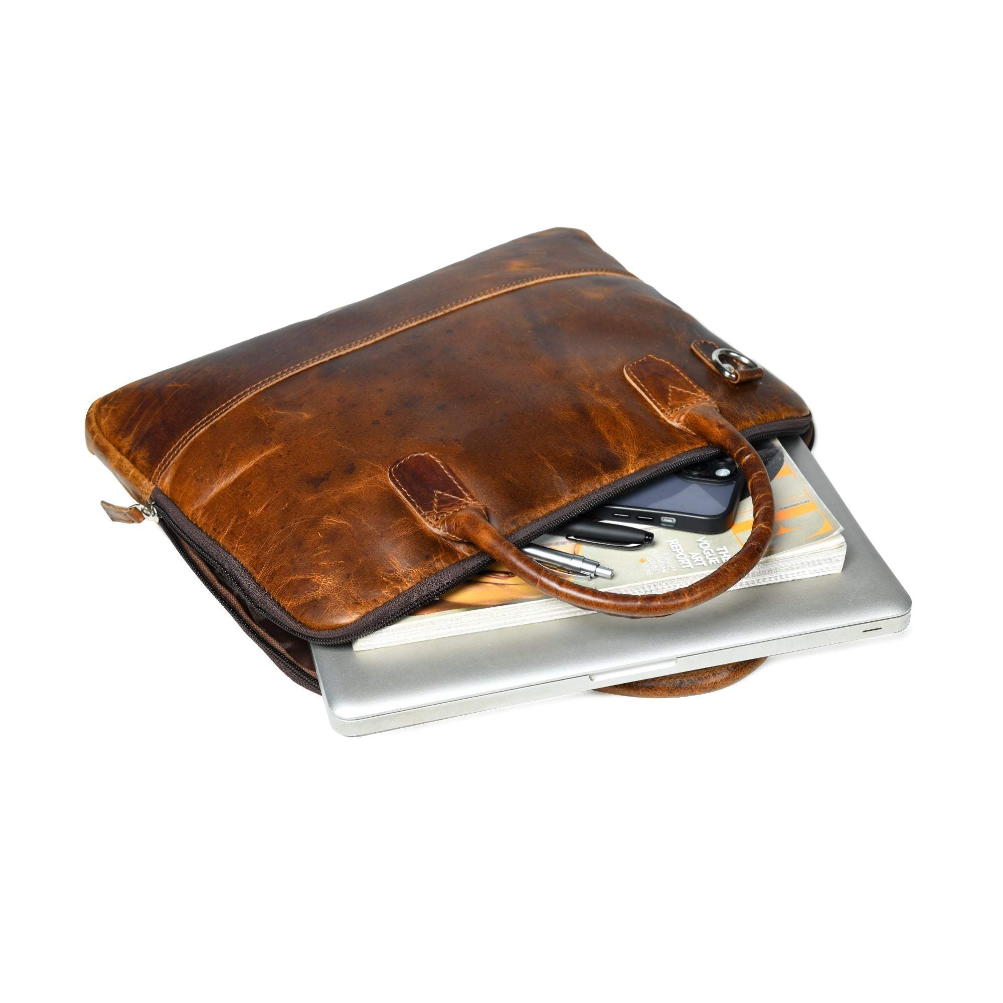Modernist Leather Laptop Bag- Brown - Classy Leather Bags - Flyclothing LLC