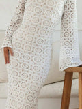 Lace Backless Round Neck Flare Sleeve Dress - Trendsi - Flyclothing LLC