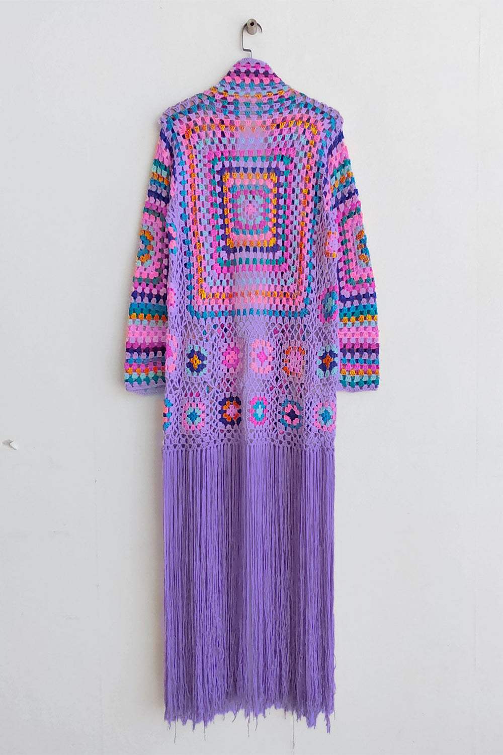 Fringe Tied Long Sleeve Cardigan - Trendsi - Flyclothing LLC