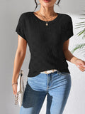 Round Neck Short Sleeve Knit Top - Trendsi