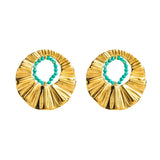 18K Gold-Plated Bead Round Earrings - Trendsi - Flyclothing LLC