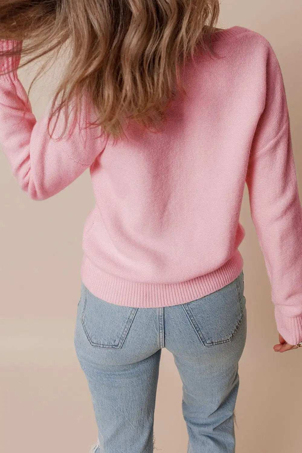 Crochet Flower Round Neck Dropped Shoulder Sweater - Trendsi - Flyclothing LLC