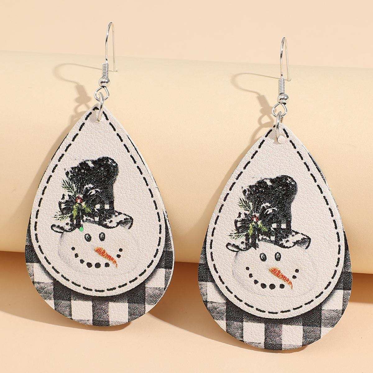 Snowman PU Leather Dangle Earrings - Trendsi - Flyclothing LLC