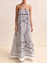 Smocked Printed Tube Maxi Dress - Trendsi - Flyclothing LLC