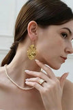 Brass Cutout Leaf Shape Earrings - Trendsi