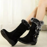 Fur Trim Round Toe Boots - Trendsi - Flyclothing LLC