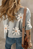 Flower Round Neck Half Sleeve T-Shirt - Trendsi - Flyclothing LLC