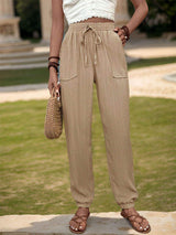 Textured High Waist Joggers - Trendsi - Flyclothing LLC