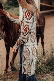 Geometric Open Front Long Sleeve Cover Up - Trendsi - Flyclothing LLC