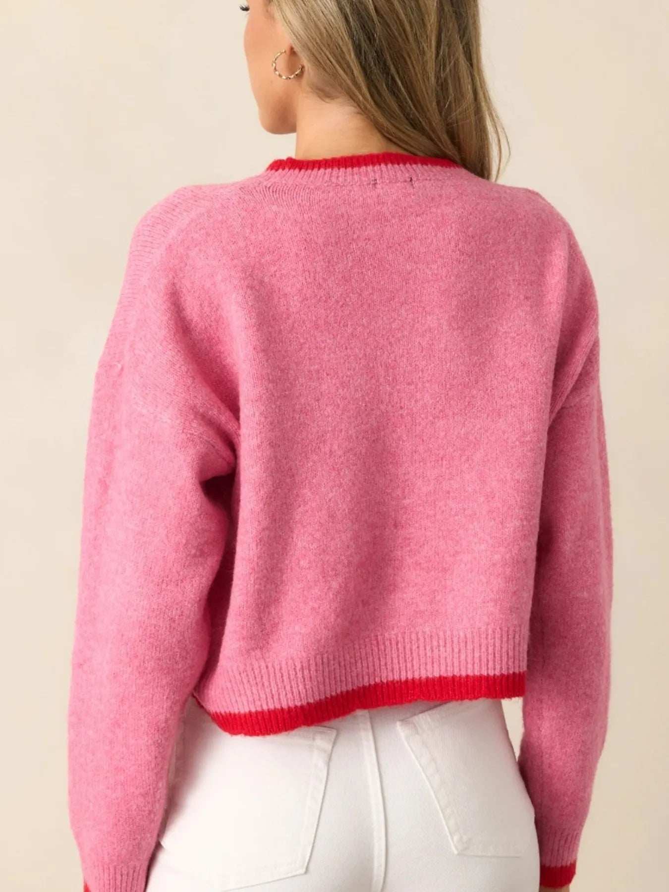 Strawberry Round Neck Long Sleeve Sweater - Trendsi - Flyclothing LLC