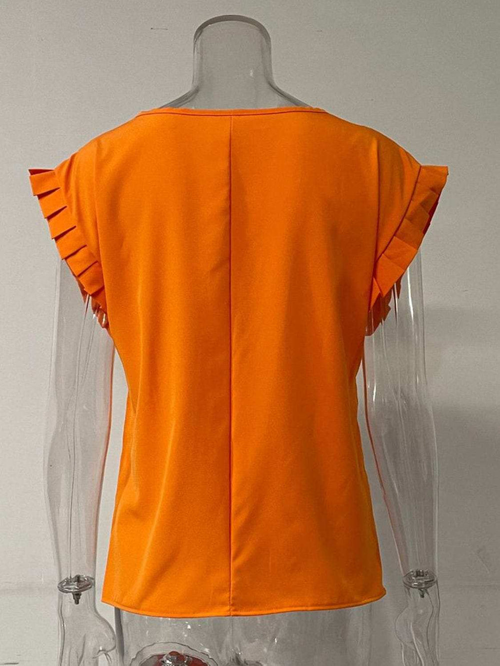 Ruffled Round Neck Cap Sleeve Blouse - Trendsi - Flyclothing LLC