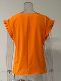 Ruffled Round Neck Cap Sleeve Blouse - Trendsi